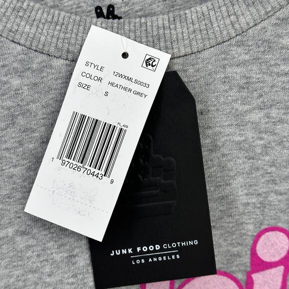 Junk Food Barbie Pullover Sweatshirt Womens Size Small Heather Gray Pink - Picture 4 of 6